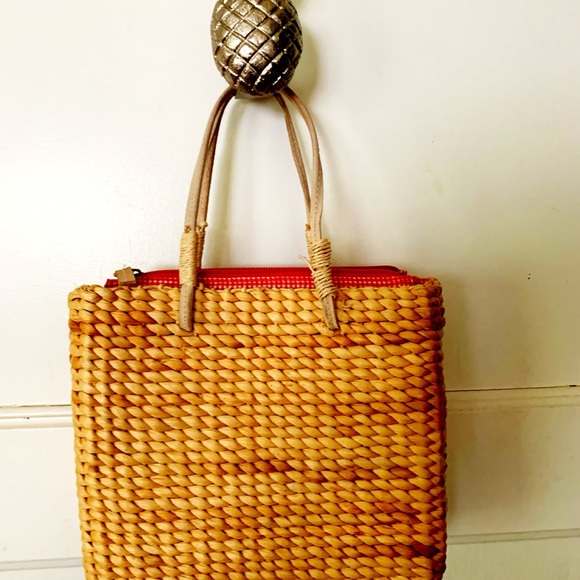 Woven Straw Bag with Cherry Design - Picture 2 of 5